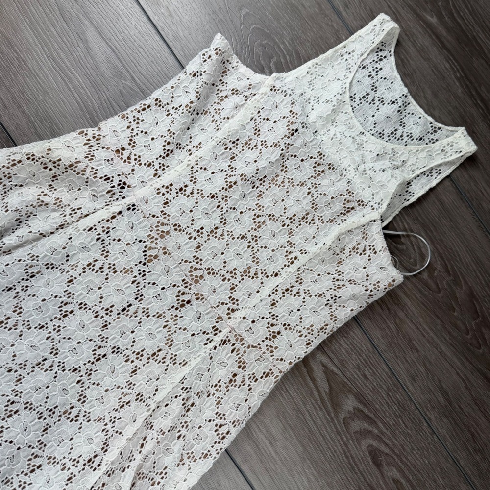 Fashion Star Womens Lace Sleeveless Maxi Dress White 12